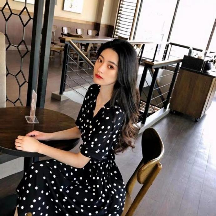 Ephany Polkadot Midi Korean Dress Vintage Import Dress Polkadot Korea