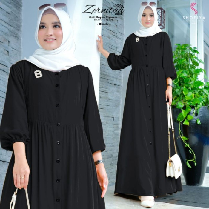 Promo Gamis Katun Rayon Polos Warna Hitam Navy Marun LD 110