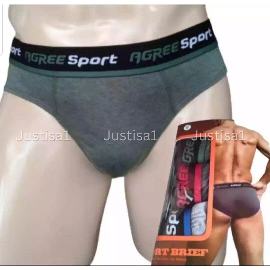 AGREE..3 Pcs Celana Dalam Pria Dewasa /  Kotak isi 3 Pcs ) CD Pria Dewasa - MENS BRIEF - AGREE SPORT Berkualitas