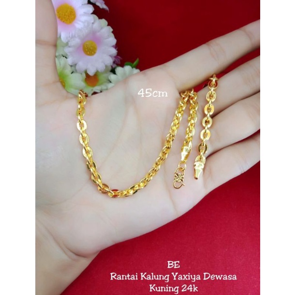 kalung kaca jumbo 45cm dan 60cm lapis emas 24k