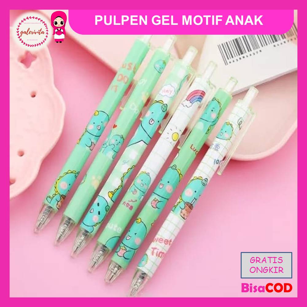 

Pulpen Gel Motif Anak / Pena Lucu Motif Dino