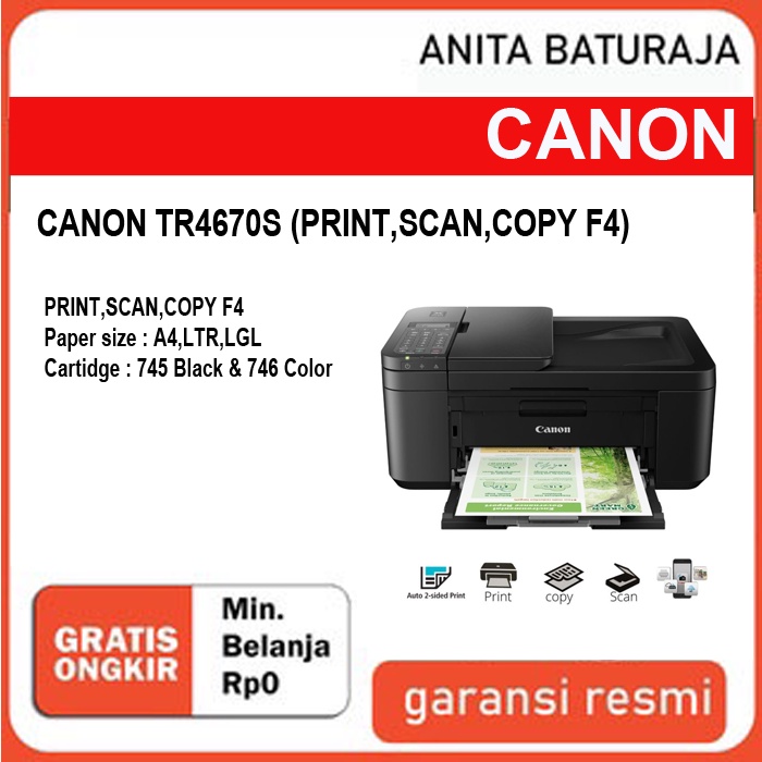 PRINTER CANON TR4670S (PRINT,SCAN,COPY F4)