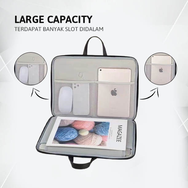 Sleeve Pouch Sarung Tas Bag Case Ipad Tab Tablet Macbook Air Pro Laptop Asus Acer Lenovo HP Huawei 11 12 13 14 15 inch Motif Gambar Kartun Bebek Duck Warna Hitam Lucu Cute Murah Korean Model Jinjing Tali Strap Waterproof