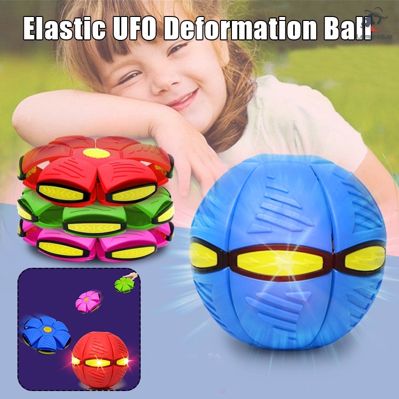 Flying Saucer Ball Magic Deformation UFO Flying Toys Sucker Sticky Ball Dengan Lampu LED Dekompresi Anak Mainan Menyenangkan Luar Ruangan Untuk Anak Laki-Laki Perempuan