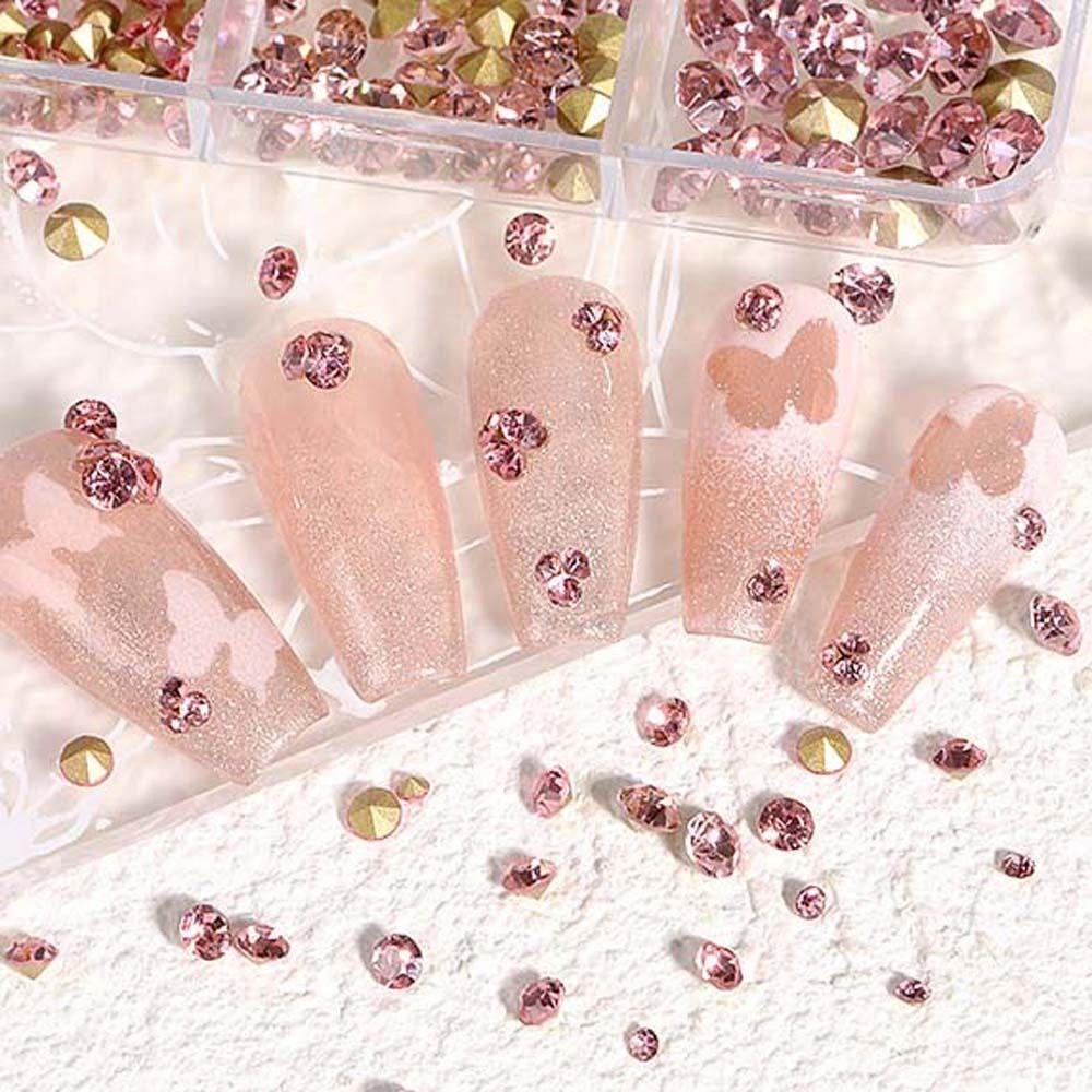 Mxbeauty Nail Rhinestones Wanita Salon Kuku Jepang Nail Art 3D Nail Drills Ukuran Campur Runcing Bawah Nail Drills