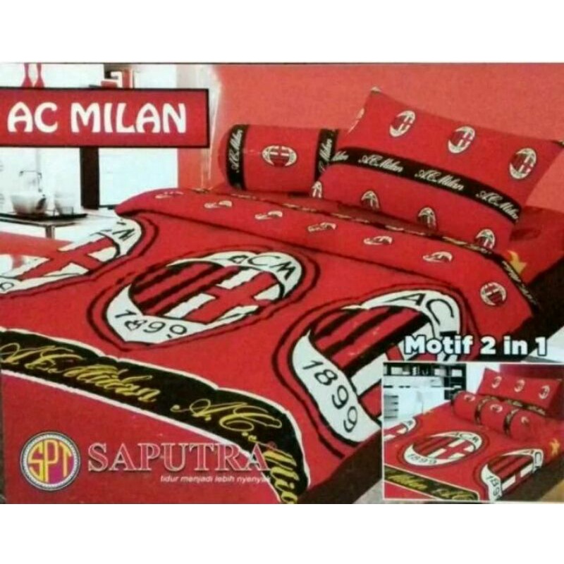 obral sprei 180x200 merk saputra /sprei saputra/AC Milan /sprei bola/selimutmurahku02