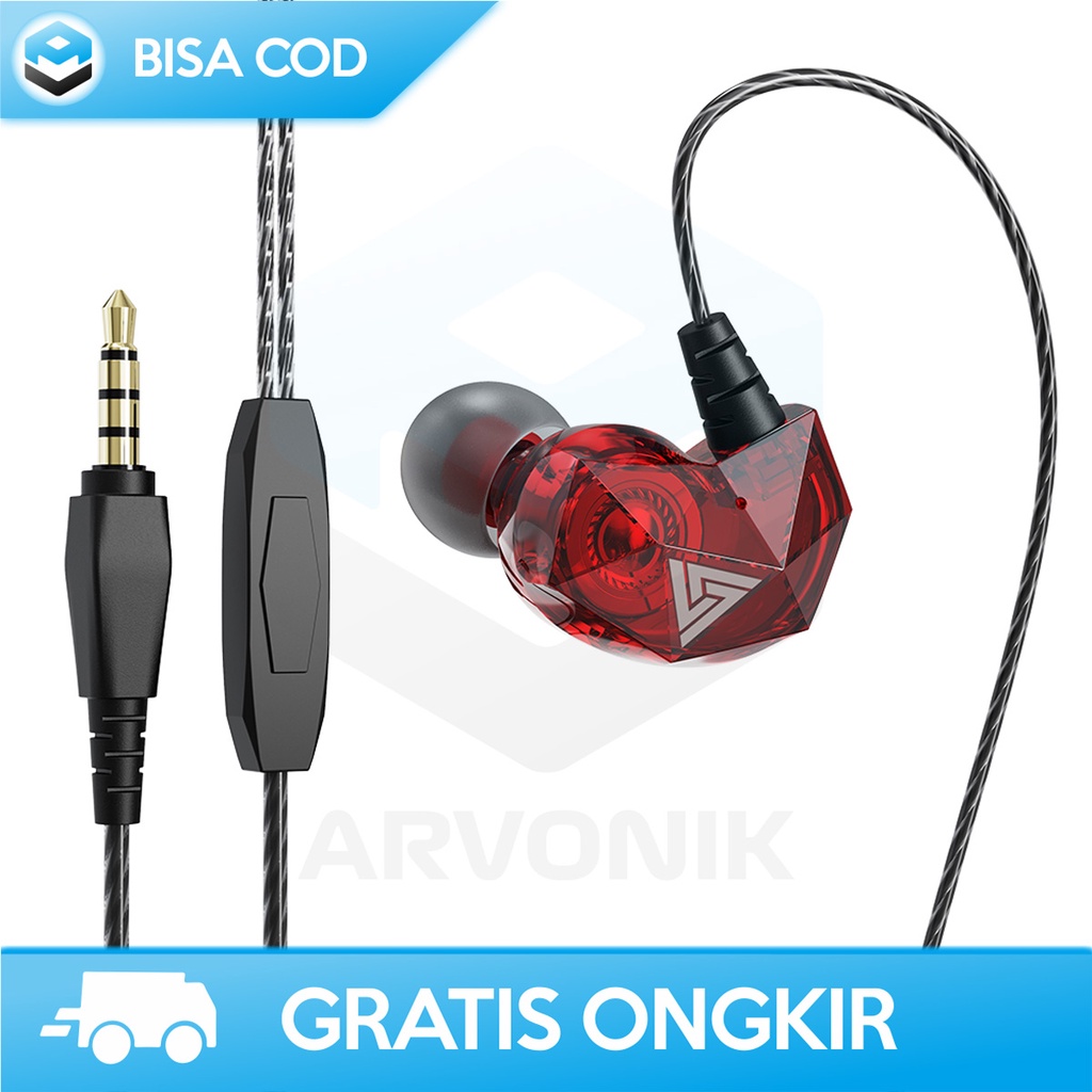 EARPHONE FULL BASS HIFI SOUND DENGAN MIC HEADSET GAMING SPORT MUSIC