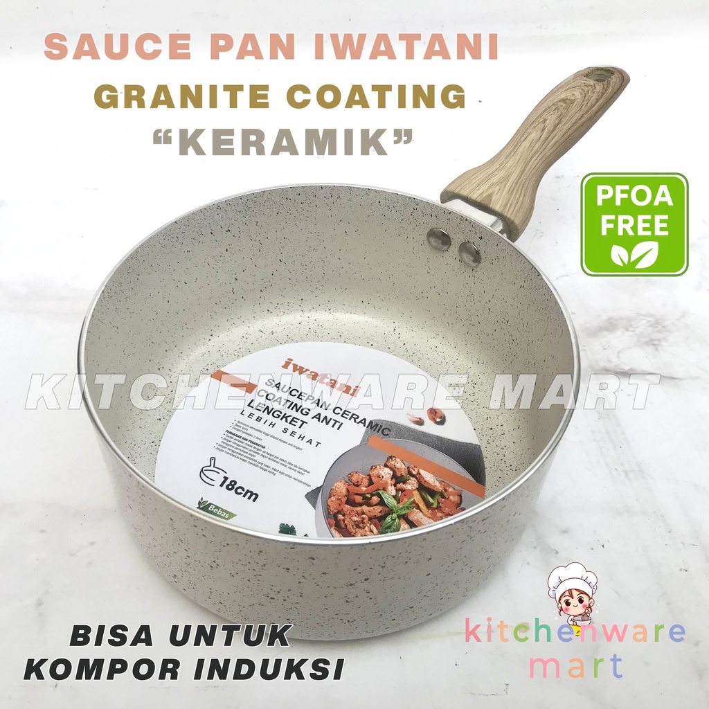 Saucepan Granite Iwatani Panci Susu iwatani 18 cm PFOA FREE Panci Rebus keramik granit