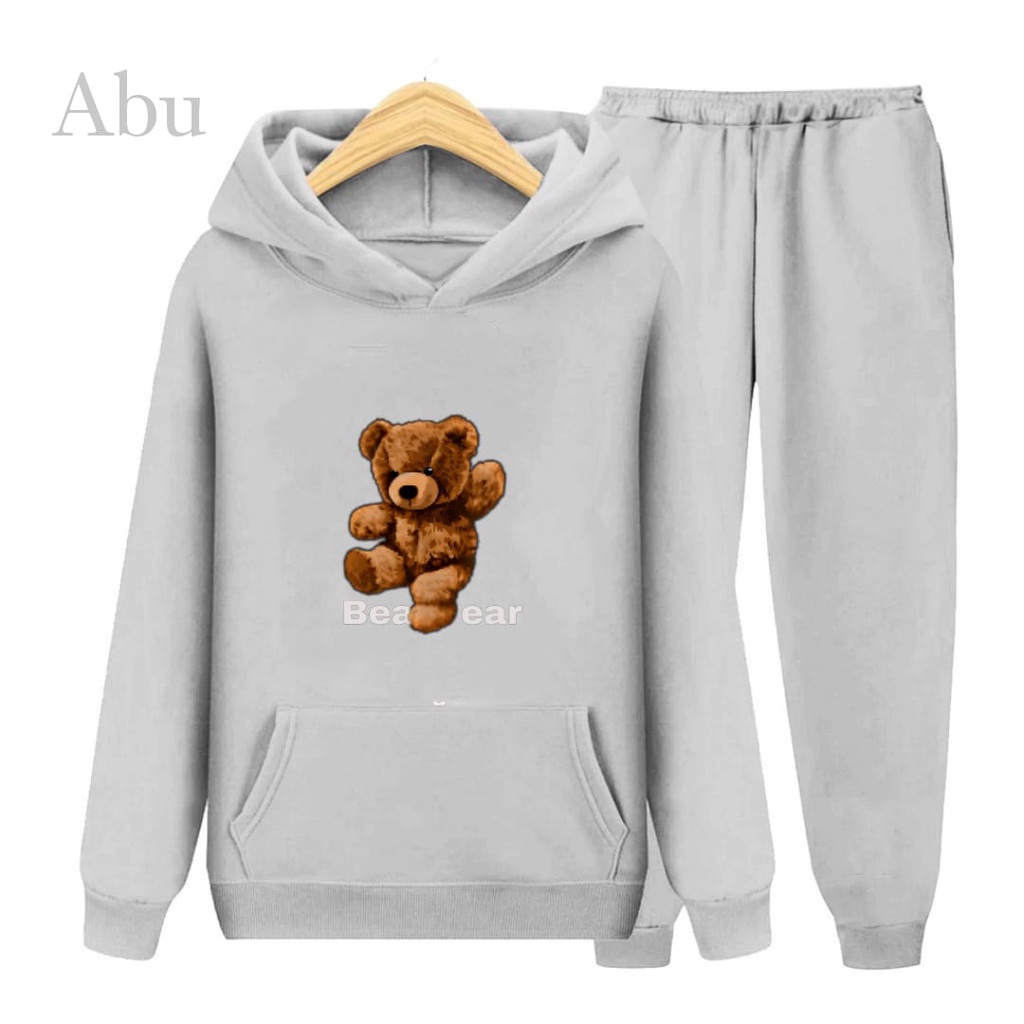 Hzl_outfit Setelan Sweater Hoodie Anak Bear/ Sweater Hoodie Setelan Anak Anak S.M.XL