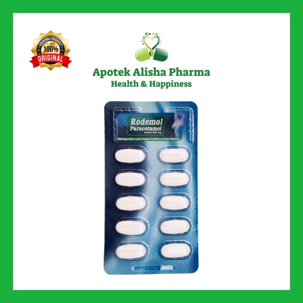 Rodemol Tablet (Strip 10tablet) - Rodemol Parasetamol Tablet Obat Penurun Panas/Demam/Pereda Nyeri