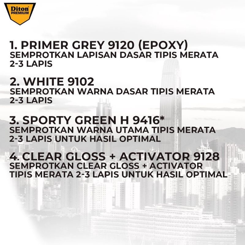 Pilok Cat Diton Premium Sporty Green 9416 Hijau Muda 400cc Cat Semprot Diton Premium Tahan Bensin