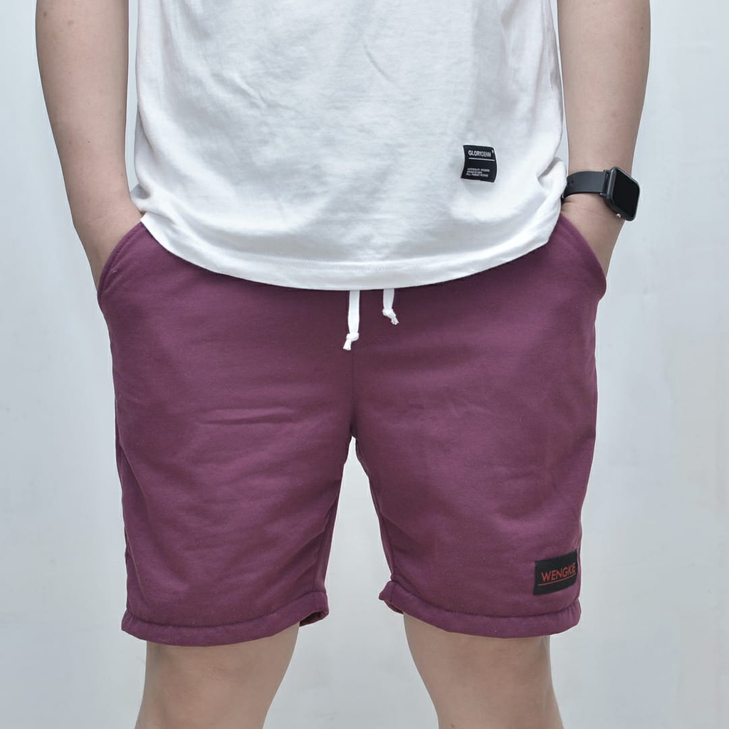 Wengkie.id / Boardshort / celana pendek pria / celana pendek wanita / celana casual / celana pendek murah / Warna Burgundy