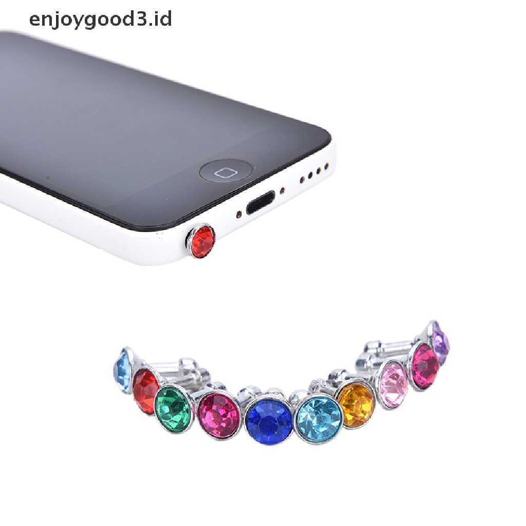 [Rready Stock] 10X Topi Kristal Anti Debu Earphone Jack Plug Stopper Untuk Ponsel10 * 3.5MM, (ID)