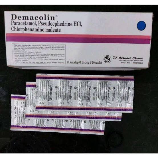 Demacolin Kaplet Strip Gejala Flu ,Demam, Sakit Kepala ORIGINAL-BPOM