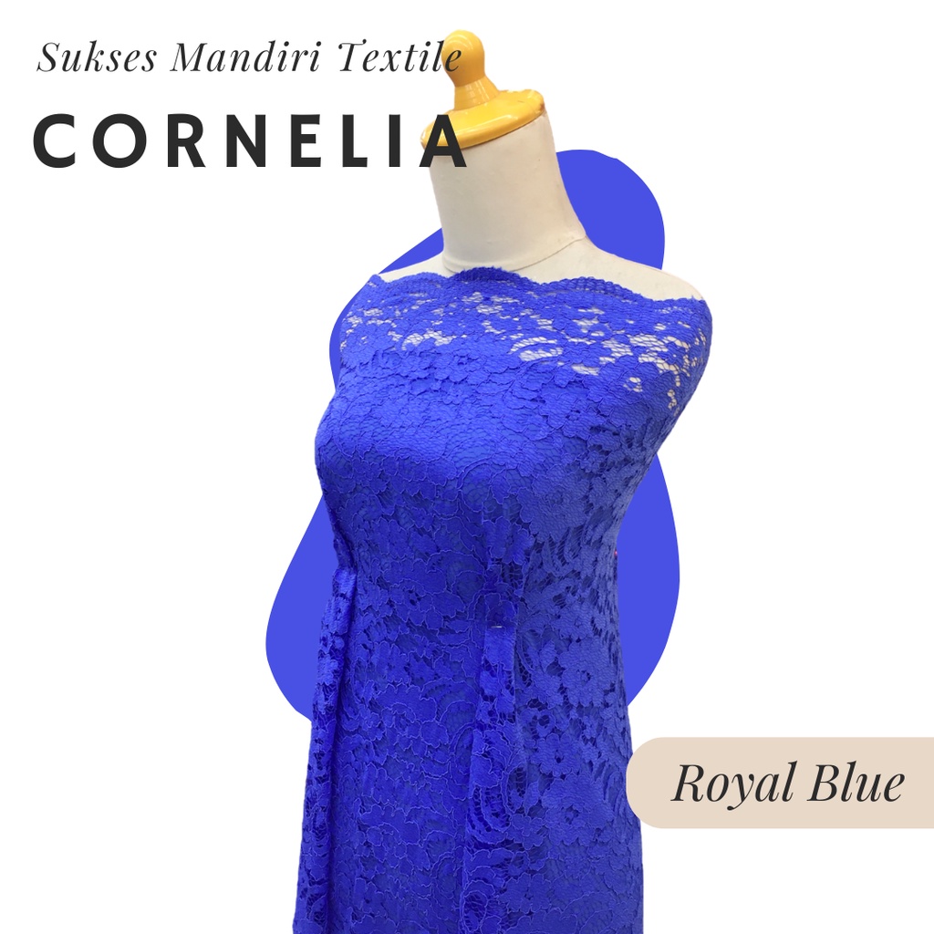[CORNELIA] Brukat Lembut Warna Royal Blue Biru Elektrik Electric Blue | Harga ½ meter = 50 cm (Bahan
