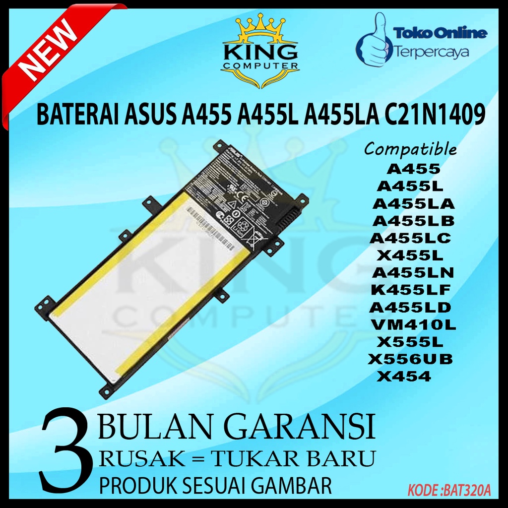 BATERAI BATRE ASUS A455 A455L A455LA C21N1409