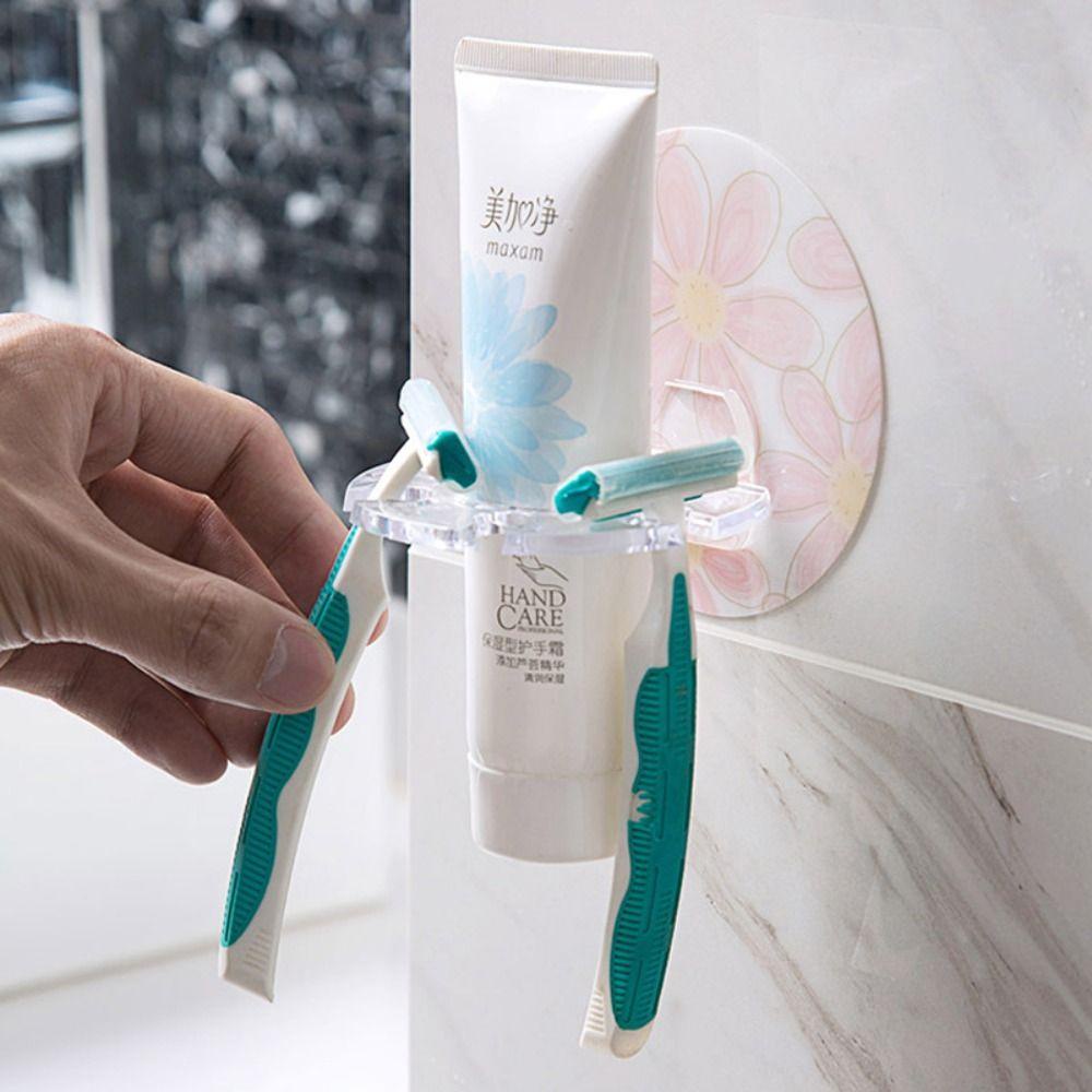 Solighter 4Pcs Tempat Sikat Gigi Hot Sale Bebas Pukulan ToothpasteTool Razor Toothbrush