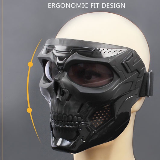 WoSporT Masker Motor Topeng Airsoft Gun Full Face Skull - MA-110 - Black - 7RSE4LBK