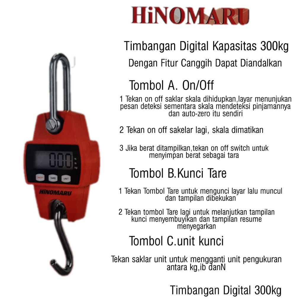Timbangan digital Gantung 300kg / Timbangan Digital Hinomaru 300Kg