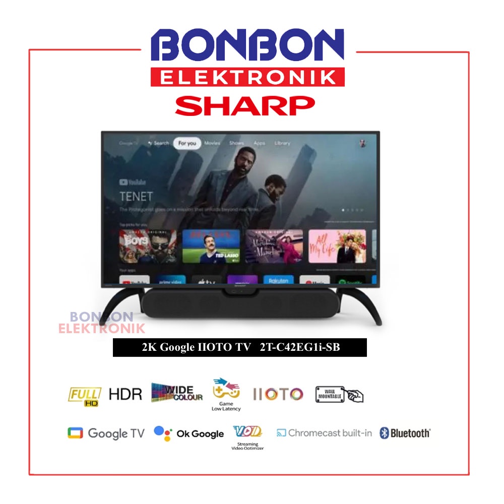 Sharp SMART TV 42 Inch 2T-C42EG1i-SB SOUNDBAR Google TV / 42EG1iSB