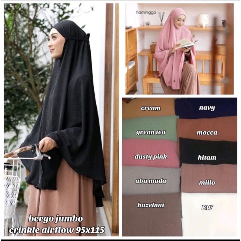 BERGO MARYAM XXL CRINKLE AIRFLOW KERUDUNG MARYAM HIJAB INSTANS HIJAB SYAR'I