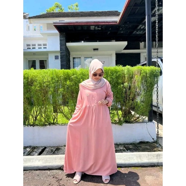 Gamis Palin Basic / Gamis Polos Warna Peach / Gamis Wanita