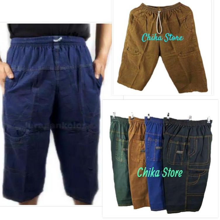 Celana Pendek Pria Cargo Polos 7/8 Borju Denim • PL.03Ja23ᶜ