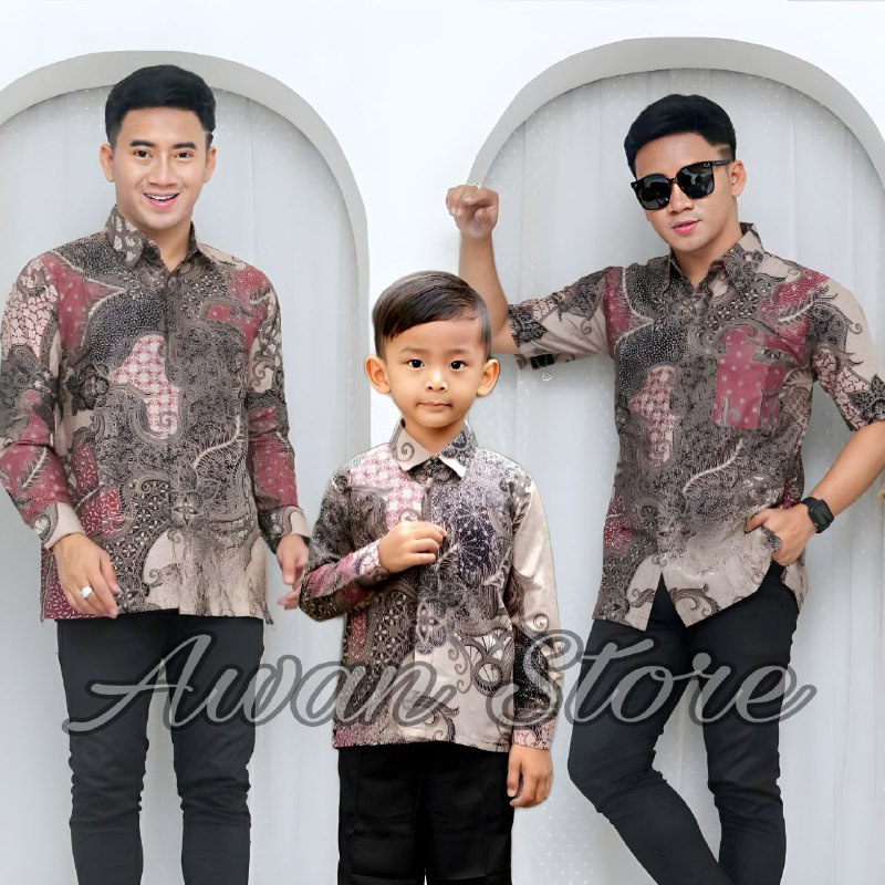 TERBARU Couple sweet || couple batik ayah dan anak cowok BATIK DUSTY BATIK PINK