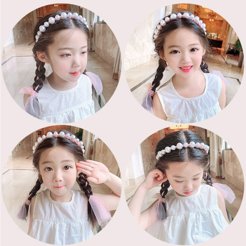 Bando Mutiara Kepang Anak Perempuan Model Korea Pearl Headband / Bandana Mutiara Anak CBKS LC