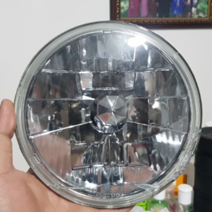 LAMPU REFLEKTOR H4 BULAT REFLEKTOR H4 BULAT HEAD LAMP ONLY H4 BUNDAR 7 INCH CRYSTAL CLEAR
