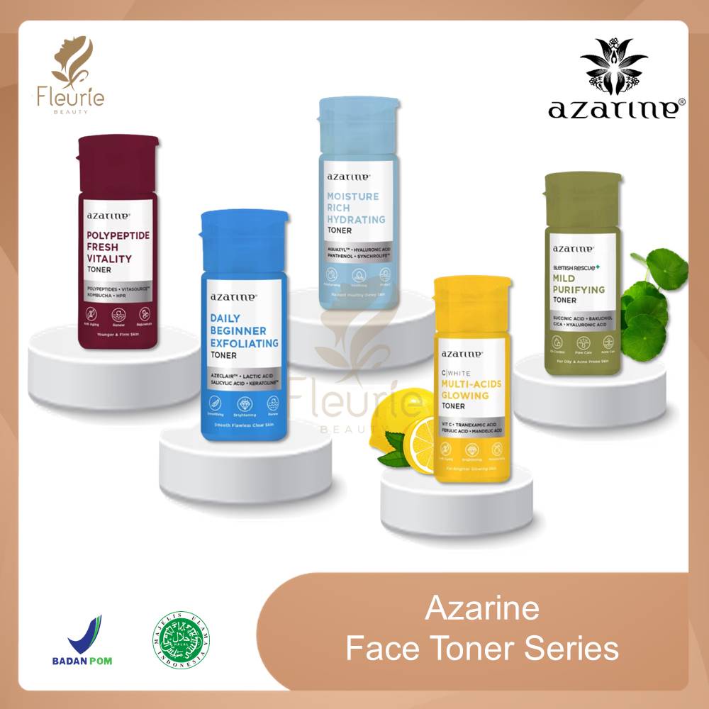 Azarine Face Toner Series - Multi Acids Glowing Toner / Mild Purifying Toner /  Moisture Rich Hydrating Toner / Daily Beginner Exfoliating Toner Original BPOM