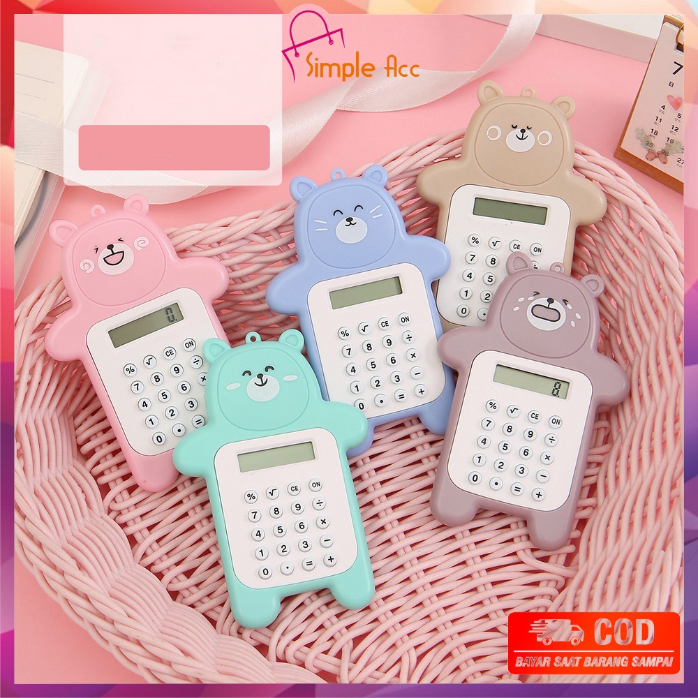 

DO-C325 Kalkulator Mini Motif Beruang 8 Digit Tombol Karet Sekolah Stationary/ Bear Calculator Travel Mini Portable Desain Kartun Beruang