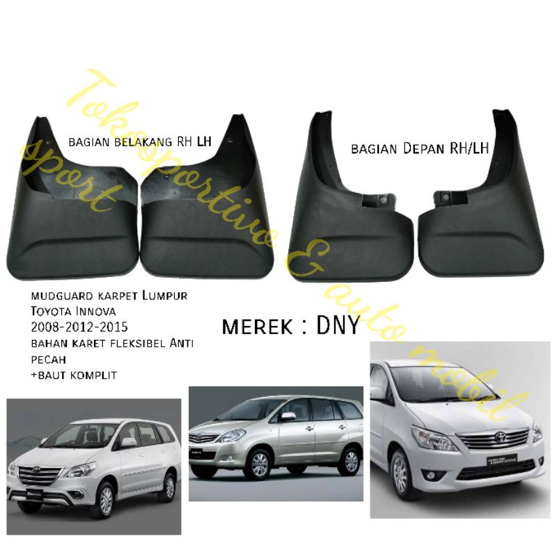 MUDGUARD KARPET LUMPUR RODA GRAND NEW INNOVA 2008 2012 2015 DNY FULL KARET ANTI PECAH