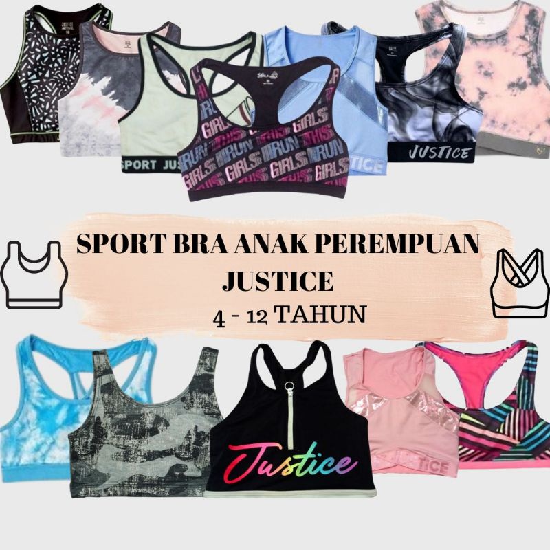 Bra Sport Anak Perempuan Justice size 4 5 6 7 8 10 12Tahun BBW259