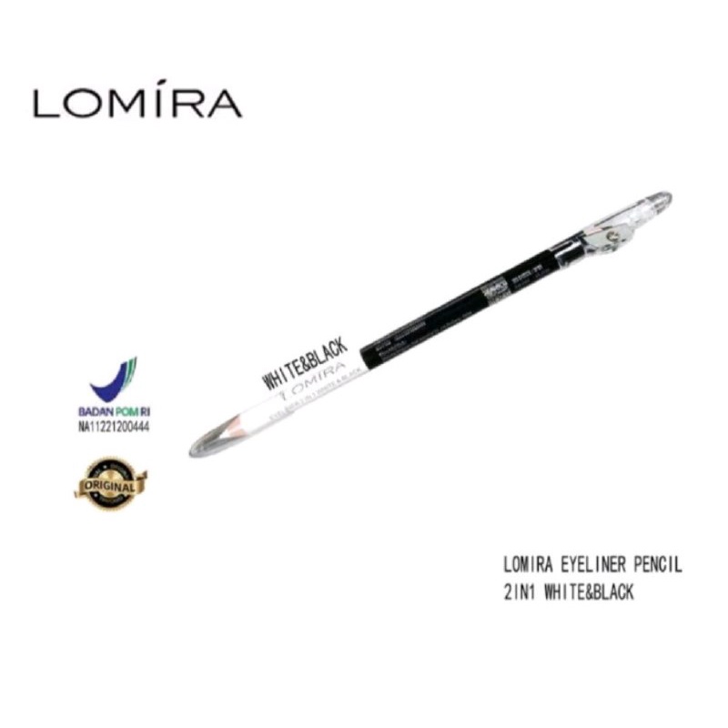 LOMIRA EYLINER PENCIL / PENSIL ALIS LOMIRA 2 IN 1 WHITE &amp; BLACK