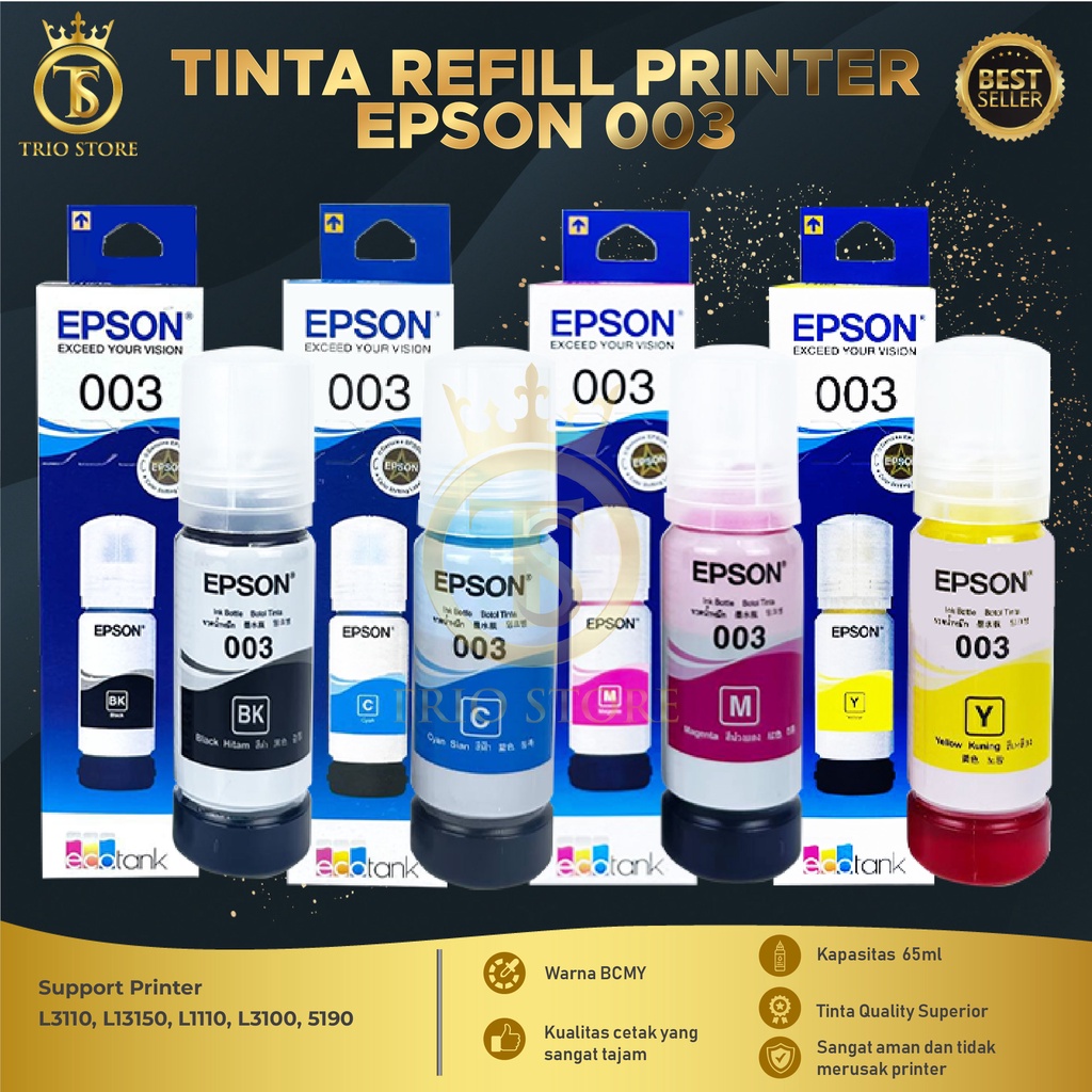 Tinta Epson 003 Premium For Printer L1110 L5190 L3150 L3110 L3100