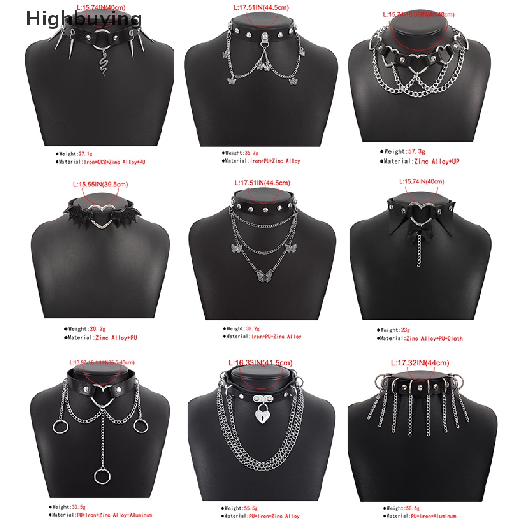 Hbid Woman Punk Choker Collar Necklace Pu Leather Gothic Rivets Choker Necklace Glory