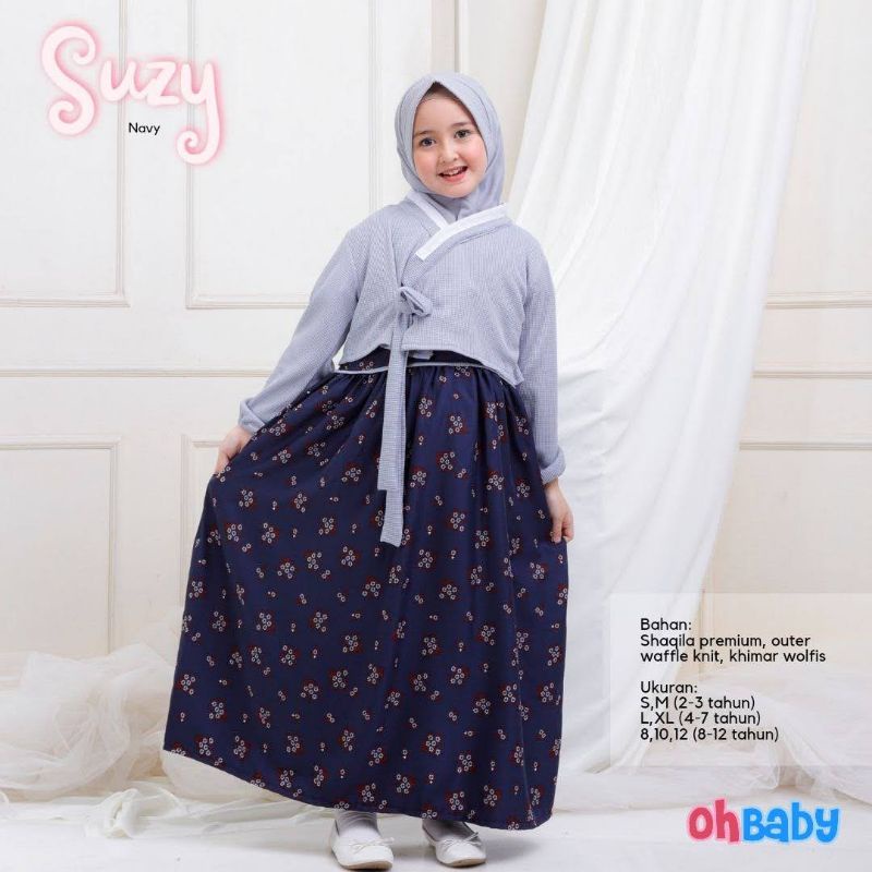 Baju Muslim Anak Perempuan Gamis Outer Set Jilbab Anak Cantik Unik Suzy Oh Baby
