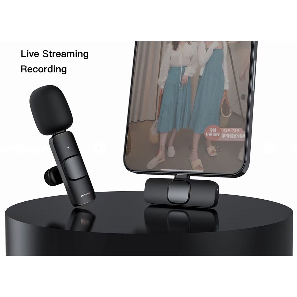 Ubeamer Wireless Lavalier Lapel Microphone Vlogger Interview Lightning - UB378 - Black