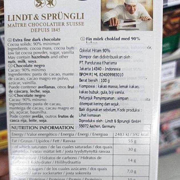 

Lindt Dark Chocolate 90% Dark Chocolate / Cokat Healthy 100 gram