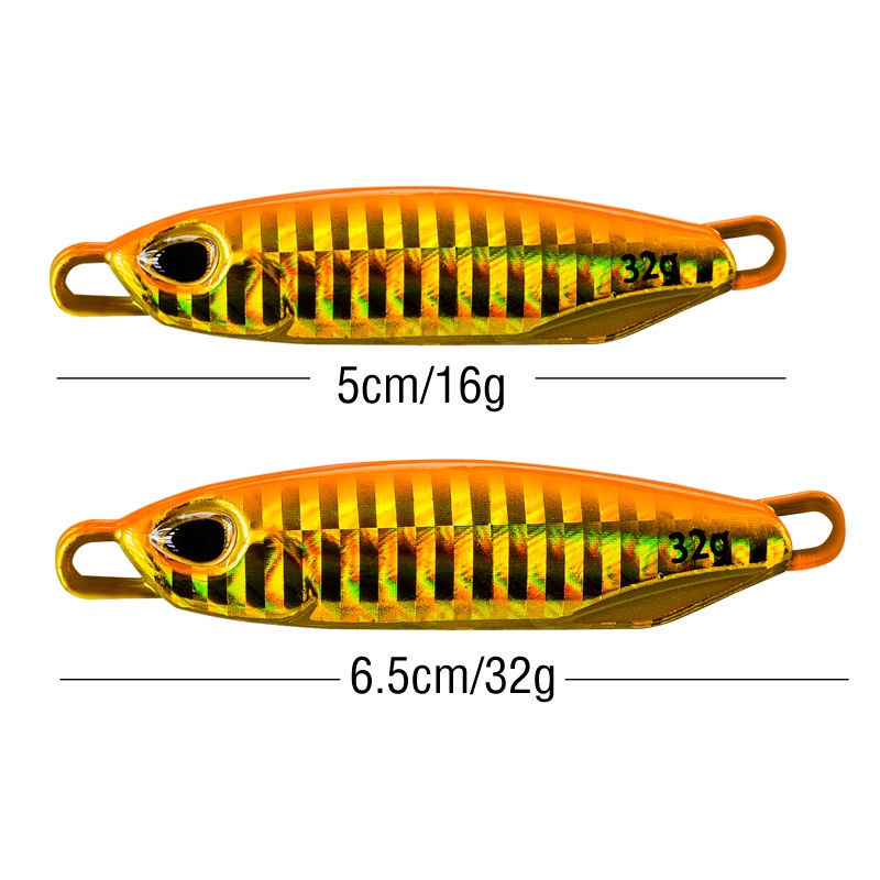 16g/32g Metal Jig Umpan Pancing 1PCS 3D Mata Memancing Umpan Jigging Lure Memancing Aksesoris Treble Hook Double Fishing Ring 6warna Troli Umpan Jigging