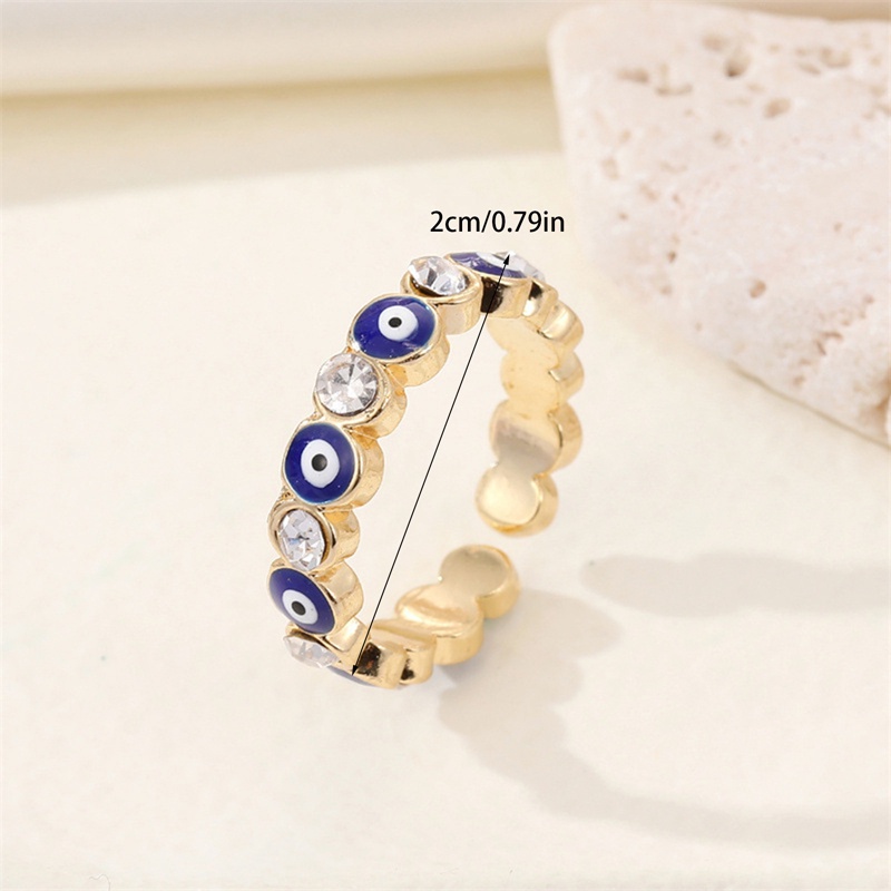 Beruntung Turki Merah Biru Evil Eyes Cincin Untuk Wanita Pria Zirkon Geometris Jantung Desain Terbuka Pasangan Rings Perhiasan Pernikahan Teman Hadiah
