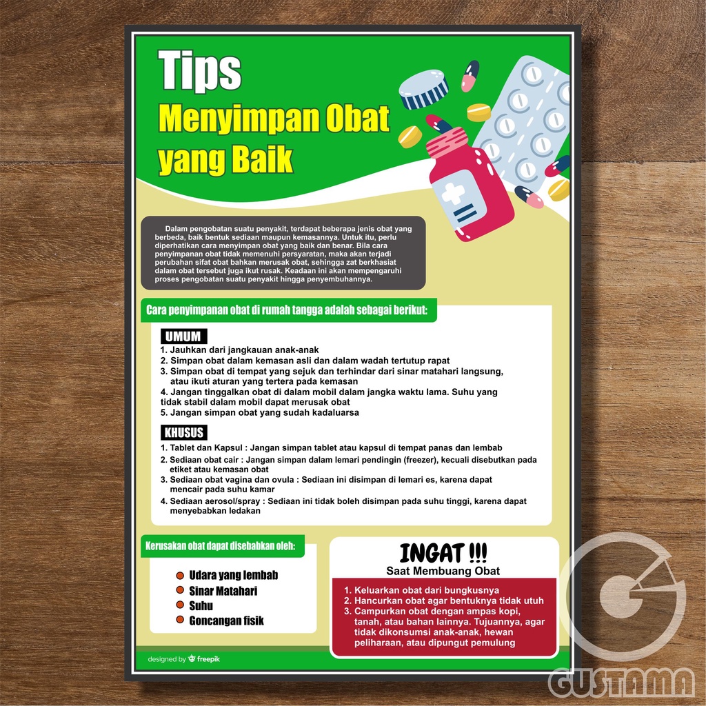 

Poster Tips Menyimpan Obat yang Baik , Poster Farmasi Apotek Kesehatan Wipe and Clean A3+