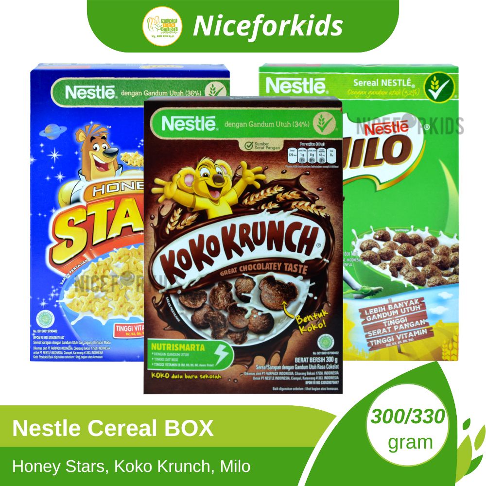 Nestle Sereal Kemasan Box Honey Stars 300gr / Koko Krunch 300gr / Milo 300gr