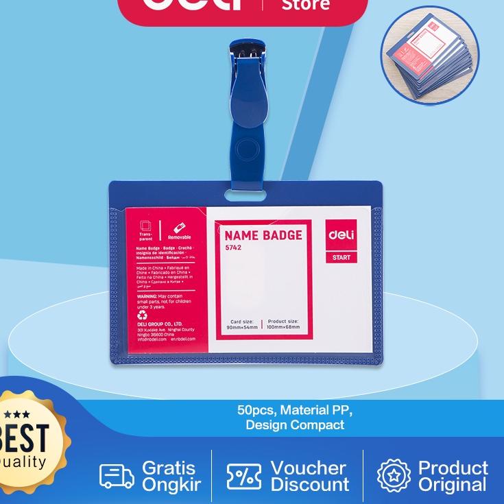 

Best 드 Deli Lanyard Horizontal / Name Badge / Name Tag / ID Card Holder 50pcs/Box E5742