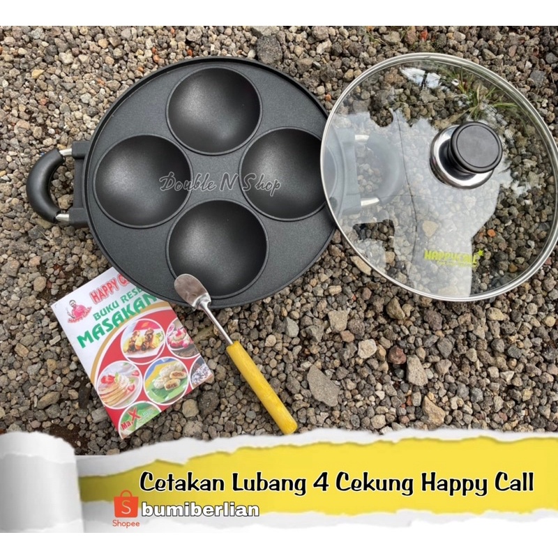 Cetakan Kue Happy Call Terlengkap + Tutup Kaca Gratis Sutil Lubang 8 Donat Pukis Takoyaki Martabak Cubit Apem
