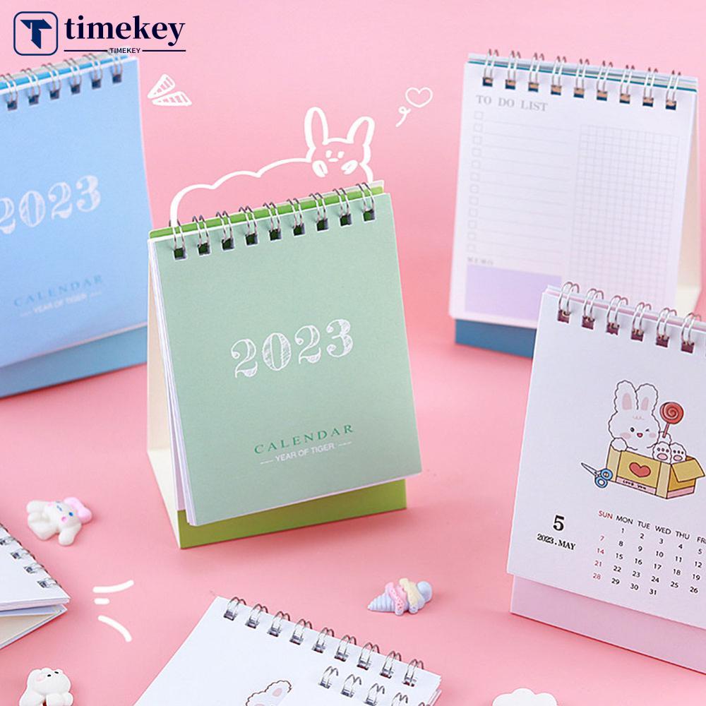 Timekey2023mini Chic Calendar Daily Organizer Jadwal Desktop Planner Bulanan Agenda Tahunan Untuk Dekorasi Rumah Dekorasi Meja Kantor Alat Tulis S1W5