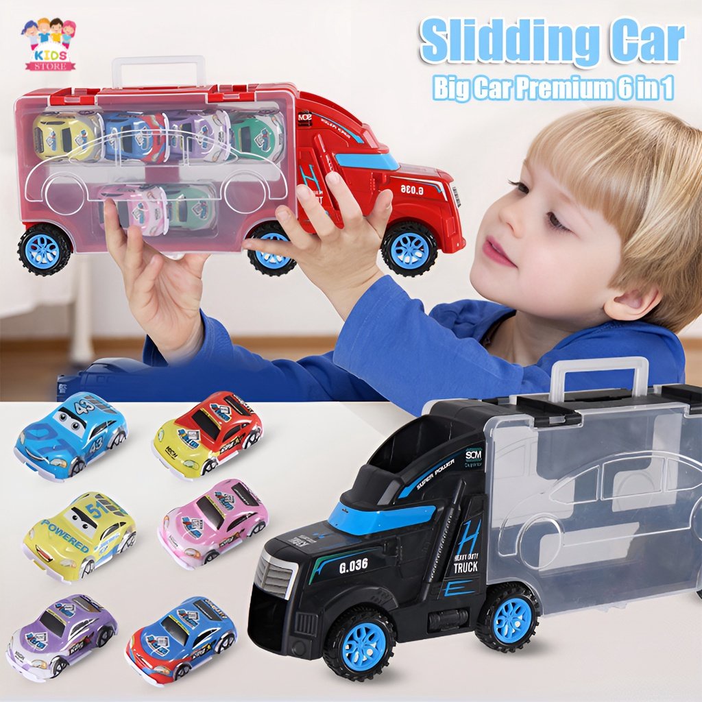 Slide Storage Car | Mainan Anak Laki Laki Mobil Mobilan Besar Truck | Mainan Anak 2-3-4-5 Tahun Set | Kado Ulang Tahun Anak Cowok
