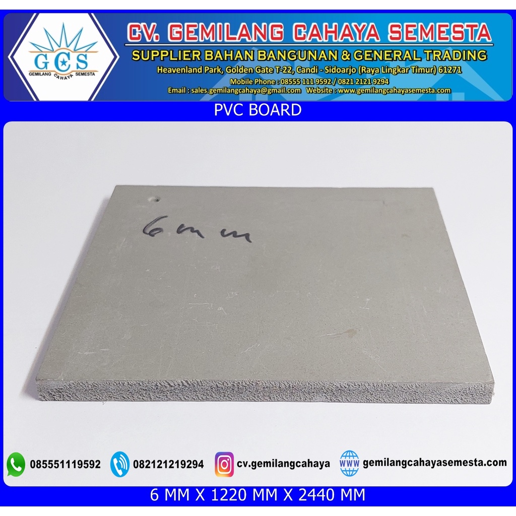 PVC Foam Board 6 mm (1220 mm x 2440 mm ) / Panel Dinding - Plafon PVC