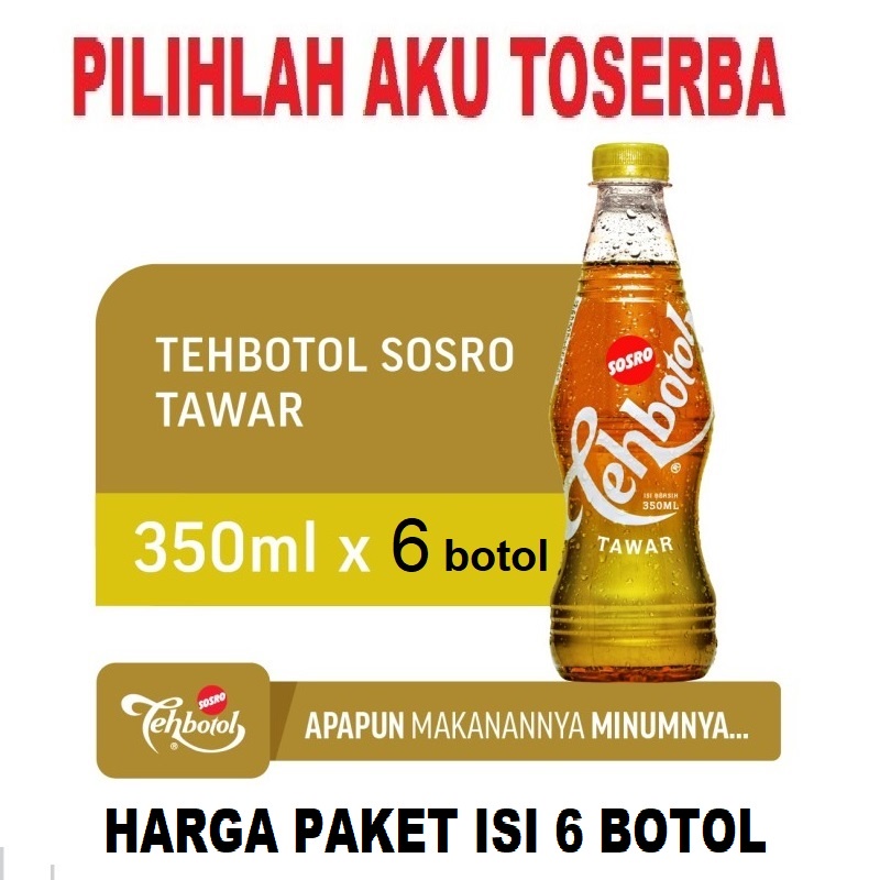 Teh Botol Sosro TAWAR PET 350 ml - ( HARGA 6 pcs )